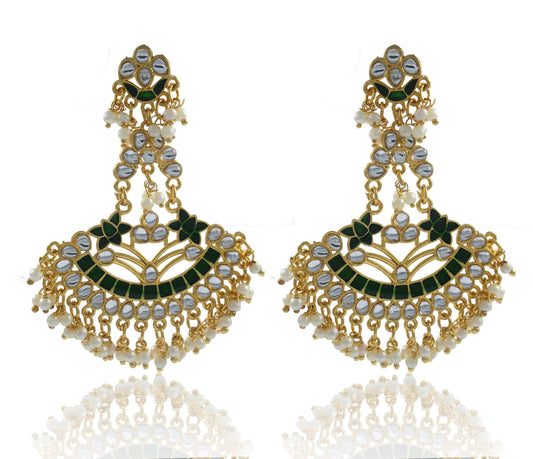 Gold Plated Chandbalis Earrings with Pearls