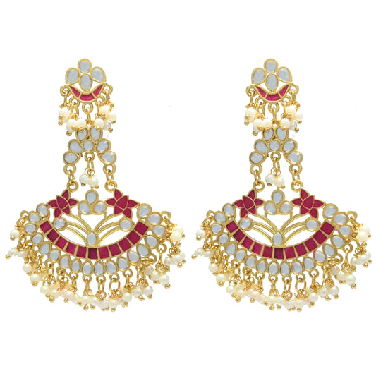 Gold Plated Chandbalis Earrings with Pearls