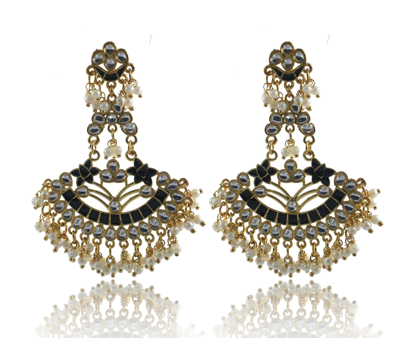 Gold Plated Chandbalis Earrings with Pearls