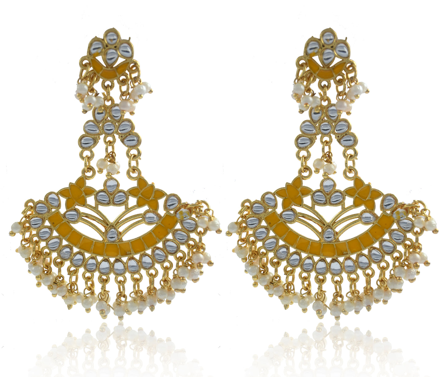 Gold Plated Chandbalis Earrings with Pearls